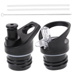 Worgeous 2 Pcs Straw Lid Drink Sports Bottle Lunch Black