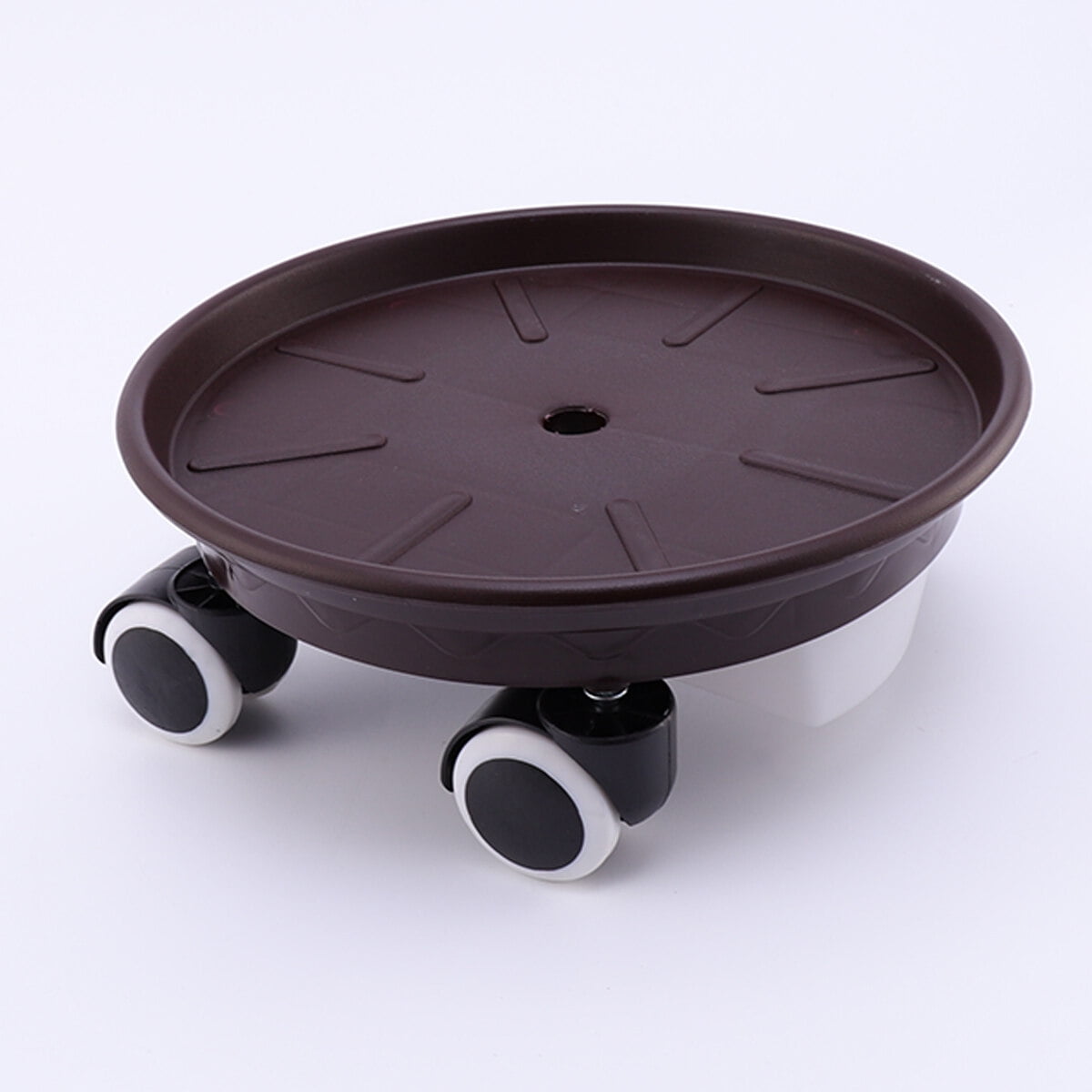 Worgeous Movable Flower Pot Mat with Water Box for Plants Made of Durable Plastic in Brown 27CM Outside