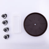 Worgeous Movable Flower Pot Mat with Water Box for Plants Made of Durable Plastic in Brown 27CM Outside - Side View