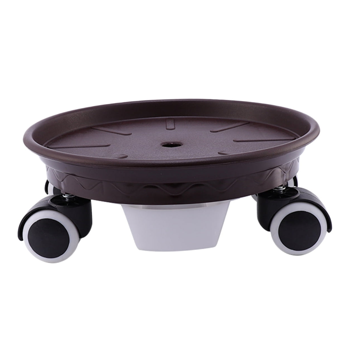 Worgeous Movable Flower Pot Mat with Water Box for Plants Made of Durable Plastic in Brown 27CM Outside