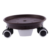 Worgeous Movable Flower Pot Mat with Water Box for Plants Made of Durable Plastic in Brown 27CM Outside - Top-Down View