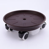 Worgeous Movable Flower Pot Mat with Water Box for Plants Made of Durable Plastic in Brown 27CM Outside
