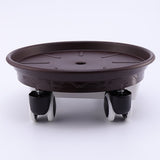 Worgeous Movable Flower Pot Mat with Water Box for Plants Made of Durable Plastic in Brown 27CM Outside