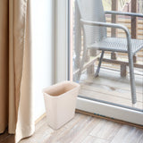 Worgeous White Plastic Trash Can for Home Use Made of Material Great for Small Spaces 13 x 8 0 inches - Rear View