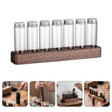 Worgeous Coffee Bean Tube Dispenser with Wood Rack for Home Use Clear Glass Bottles and Sealed Storage 7 Tubes