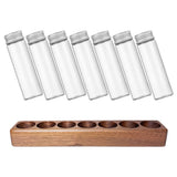 Worgeous Coffee Bean Tube Dispenser with Wood Rack for Home Use Clear Glass Bottles and Sealed Storage 7 Tubes