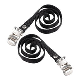Worgeous 2 Pcs Pedal Straps Cycling Toe Clips Workout Bike Fitness Black - Top-Down View