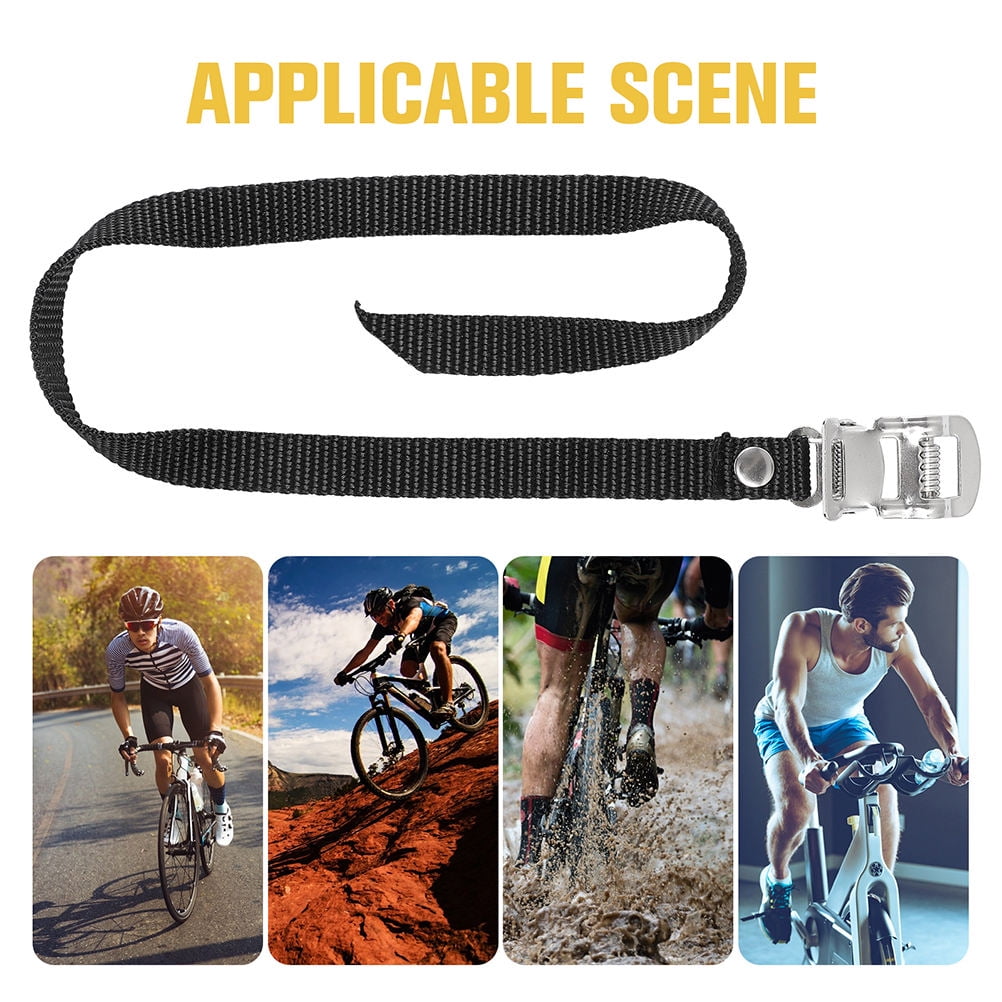 Worgeous 2 Pcs Pedal Straps Cycling Toe Clips Workout Bike Fitness Black