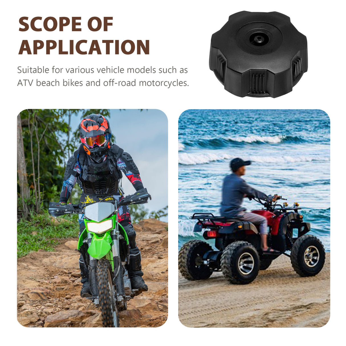 Universal Motorcycle Gas Tank Cap Black 1Pack 2.4X2.4X0.75In