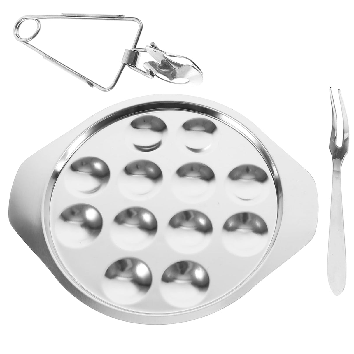 Worgeous Conch Clamp Assembly Plate Escargot Dish Snail Serving Kitchen Baking Tray Silver