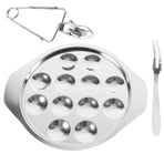 Worgeous Conch Clamp Assembly Plate Escargot Dish Snail Serving Kitchen Baking Tray Silver