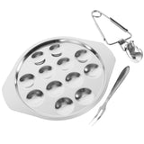 Worgeous Conch Clamp Assembly Plate Escargot Dish Snail Serving Kitchen Baking Tray Silver