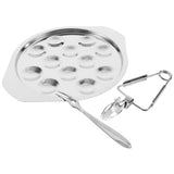 Worgeous Conch Clamp Assembly Plate Escargot Dish Snail Serving Kitchen Baking Tray Silver - Top-Down View