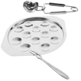 Worgeous Conch Clamp Assembly Plate Escargot Dish Snail Serving Kitchen Baking Tray Silver