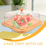 Bamboo Cake Serving Set Food Cover With Elegant Design For Set 10.2X10.2X5.1In