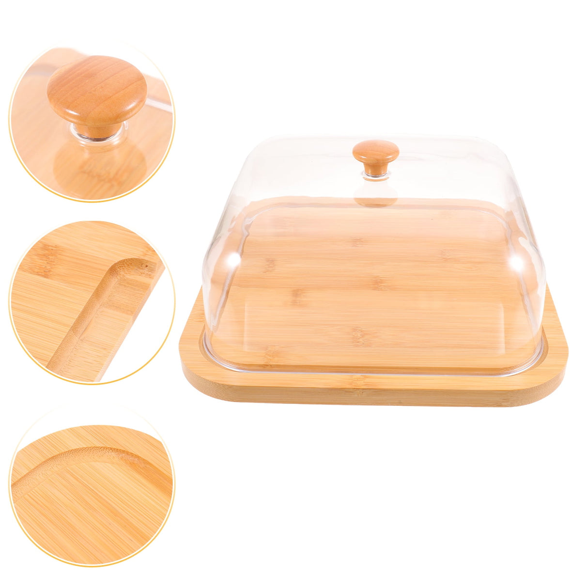 Bamboo Cake Serving Set Food Cover With Elegant Design For Set 10.2X10.2X5.1In