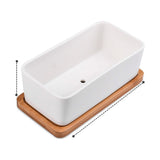 Ceramic Oblong Flower Pot White 1 Set 6.7X3.3In - Front View