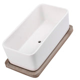 Ceramic Oblong Flower Pot White 1 Set 6.7X3.3In