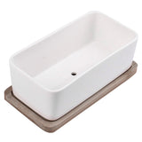 Ceramic Oblong Flower Pot White 1 Set 6.7X3.3In - Rear View