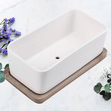 Ceramic Oblong Flower Pot White 1 Set 6.7X3.3In - Low Angle