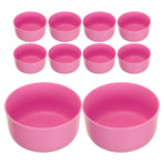 10Pcs Round Pink Plastic Bowls for Soup and Rice Reusable Home Use