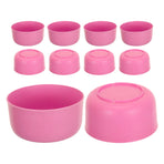 10Pcs Round Pink Plastic Bowls for Soup and Rice Reusable Home Use