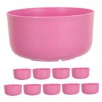 10Pcs Round Pink Plastic Bowls for Soup and Rice Reusable Home Use
