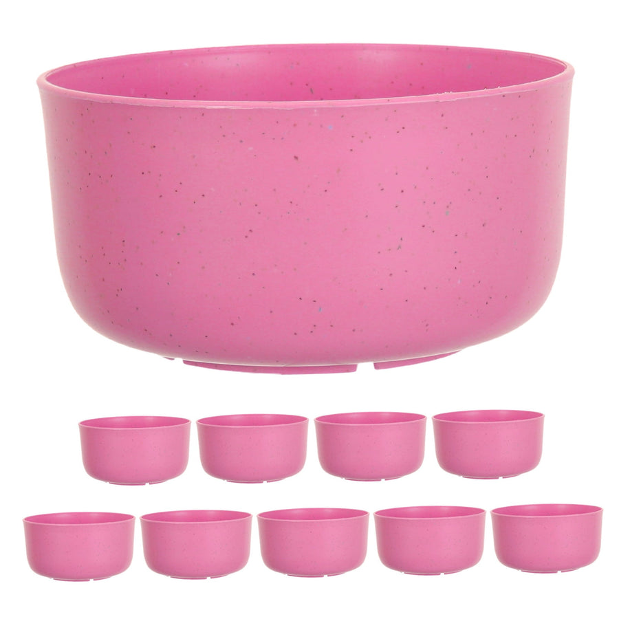 10Pcs Round Pink Plastic Bowls for Soup and Rice Reusable Home Use