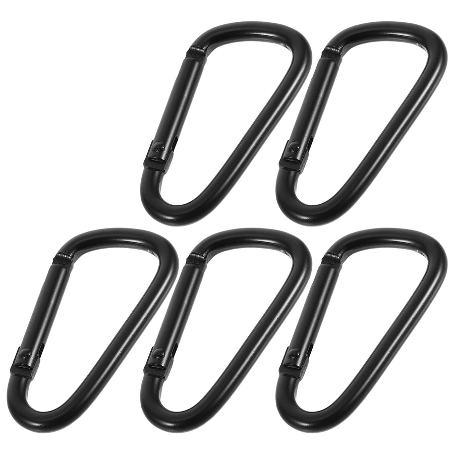 Wear Resistant Carabiner Clip Key Chain Buckle Black 5Pcs 1.83X0.94X0.16In