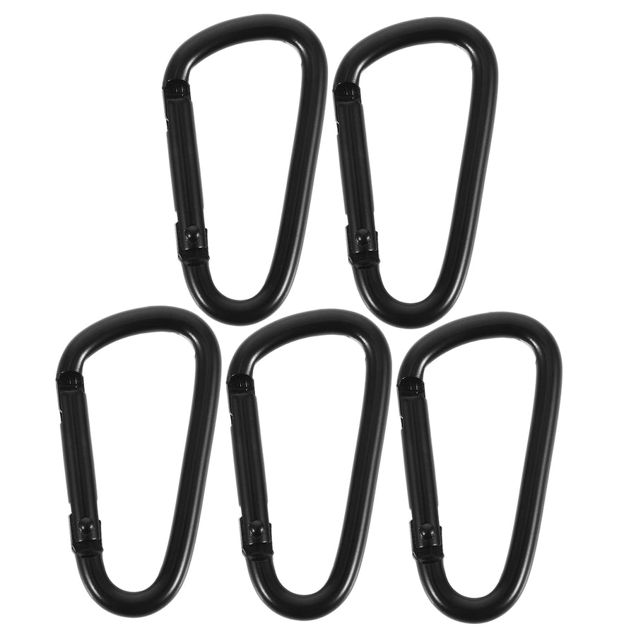Wear Resistant Carabiner Clip Key Chain Buckle Black 5Pcs 1.83X0.94X0.16In