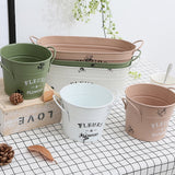 1Pack Galvanized Bucket Planter in Pink for Outdoor and Indoor Decor 13X4.1In - Side View