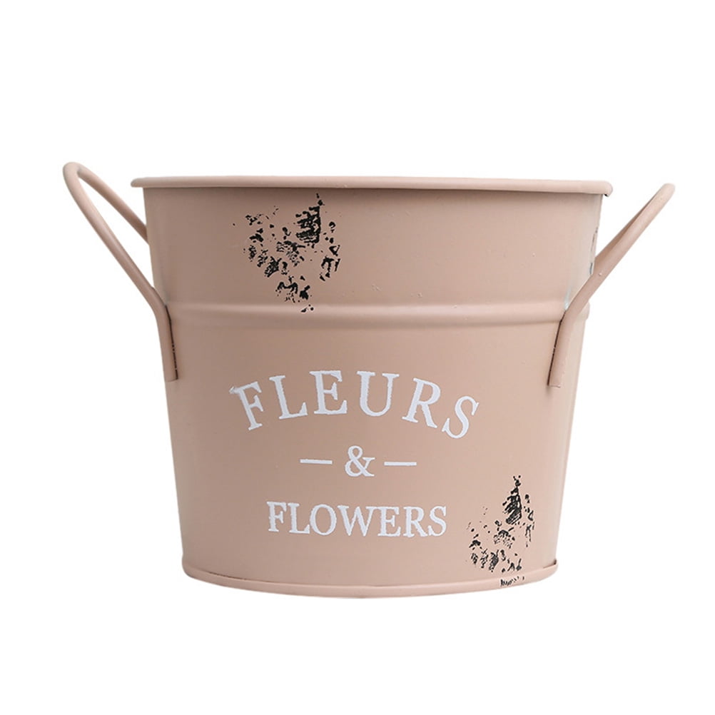 1Pack Galvanized Bucket Planter in Pink for Outdoor and Indoor Decor 13X4.1In