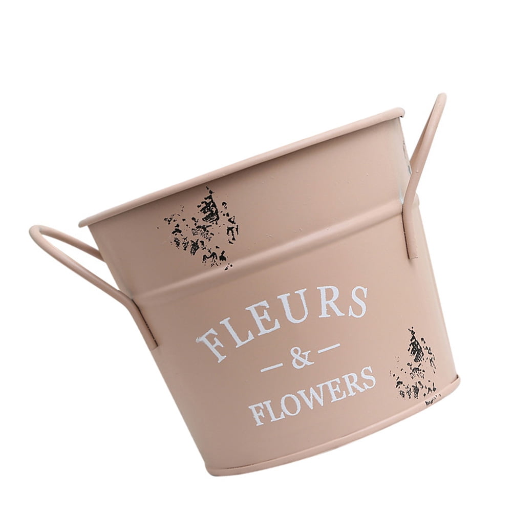 1Pack Galvanized Bucket Planter in Pink for Outdoor and Indoor Decor 13X4.1In