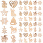 100Pcs Small Wood Holiday Cutouts Unfinished Wood Slices Diy Wood Chips For Christmas Decorations