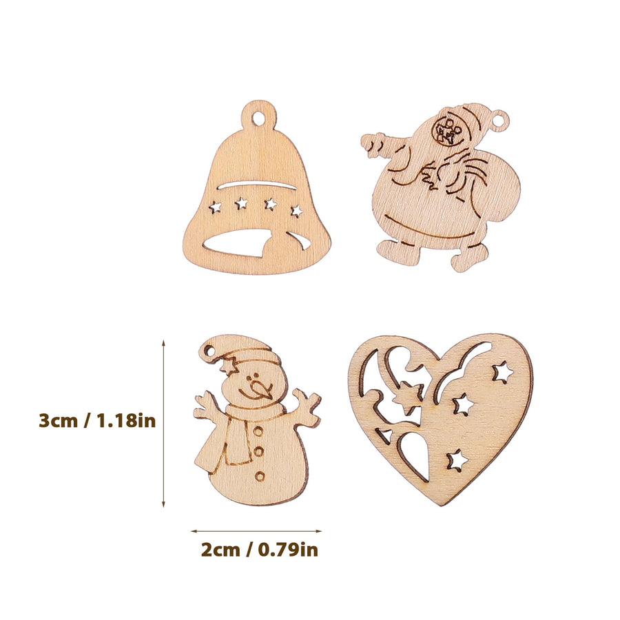100Pcs Small Wood Holiday Cutouts Unfinished Wood Slices Diy Wood Chips For Christmas Decorations