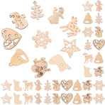 100Pcs Small Wood Holiday Cutouts Unfinished Wood Slices Diy Wood Chips For Christmas Decorations
