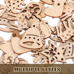 100Pcs Small Wood Holiday Cutouts Unfinished Wood Slices Diy Wood Chips For Christmas Decorations