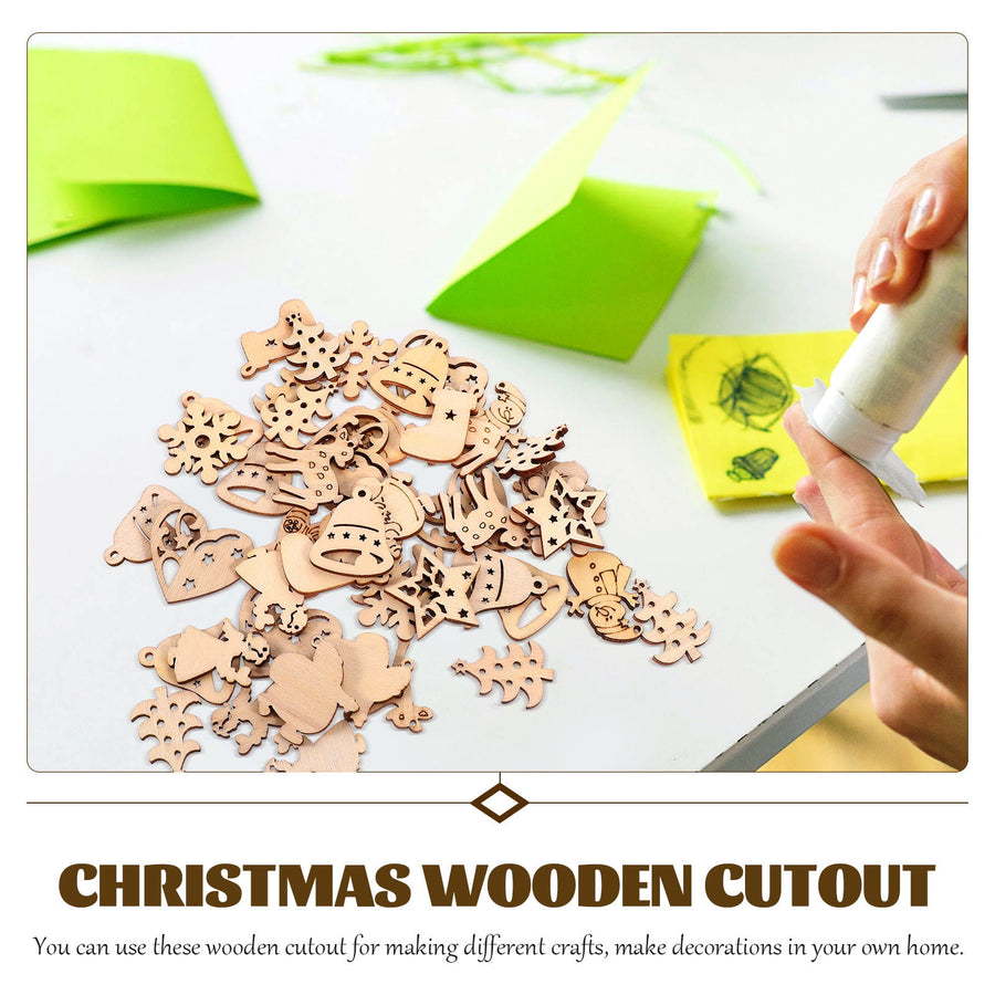 100Pcs Small Wood Holiday Cutouts Unfinished Wood Slices Diy Wood Chips For Christmas Decorations