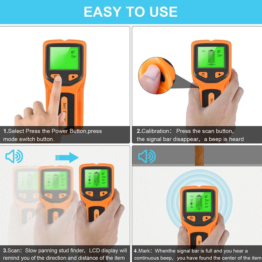 1Pcs Orange ABS Wall Stud Detector for Detecting Electrical Wires in Walls with Internal Sensor Technology