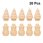 20Pcs Diy Wooden Dolls Craft Mini Ornaments Light Yellow Snowman Figurines Miniature For Children