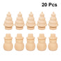 20Pcs Diy Wooden Dolls Craft Mini Ornaments Light Yellow Snowman Figurines Miniature For Children