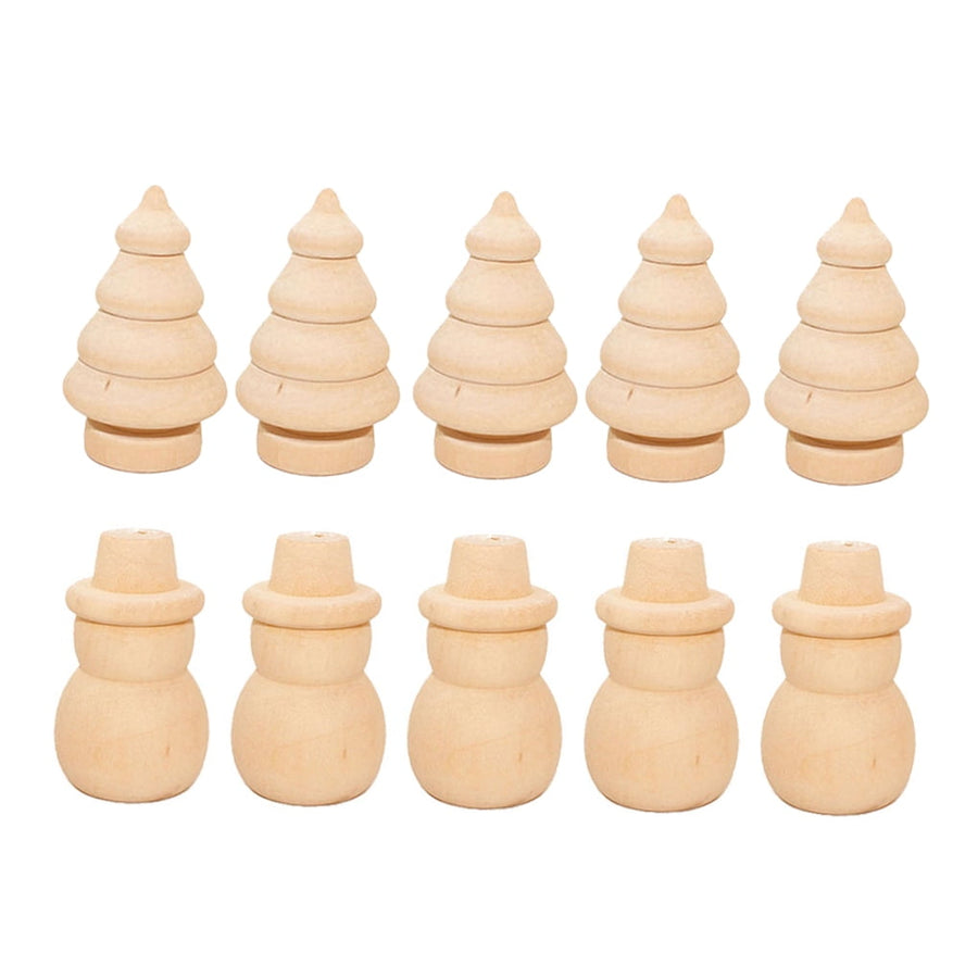 20Pcs Diy Wooden Dolls Craft Mini Ornaments Light Yellow Snowman Figurines Miniature For Children