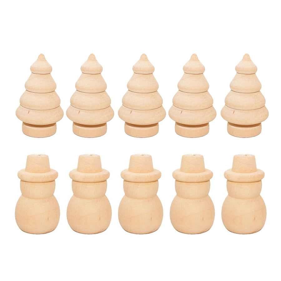 20Pcs Diy Wooden Dolls Craft Mini Ornaments Light Yellow Snowman Figurines Miniature For Children
