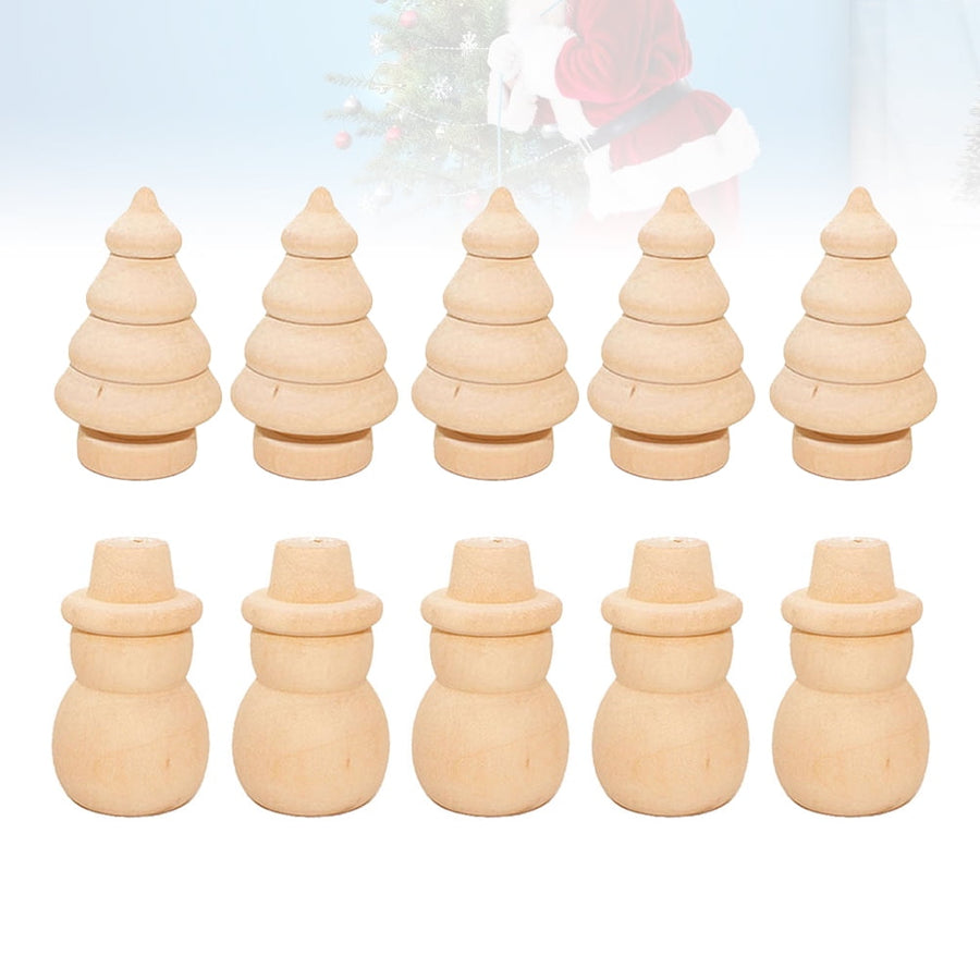 20Pcs Diy Wooden Dolls Craft Mini Ornaments Light Yellow Snowman Figurines Miniature For Children