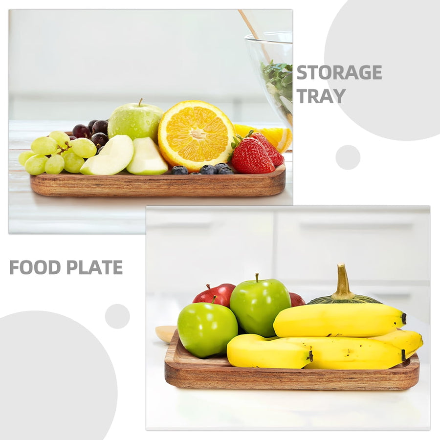 Wood Fruit Tray Wooden Tray Multi-Color 2Set