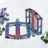 Colorful Aluminum Alloy Foot Pedals for Cyclists 1 Pair 4.5*3.6*0.8in - Close-Up Angle