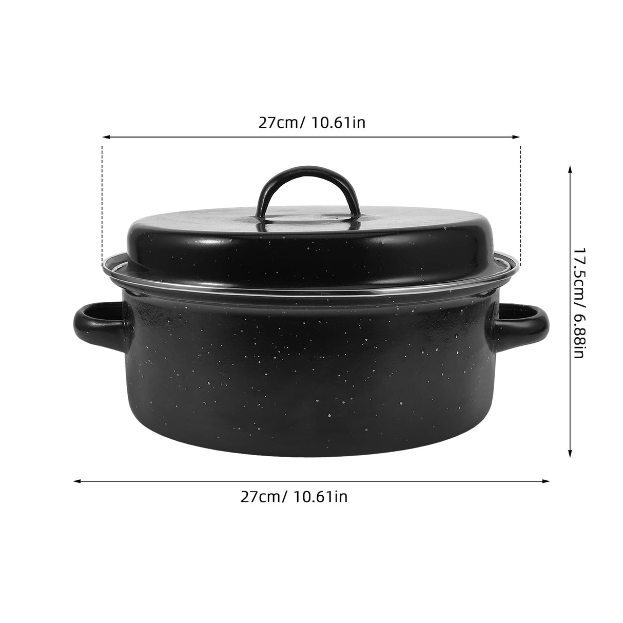 Iron Covered Roaster Pan With Lid Daily Use For Households 10.6X9.4X6.9In