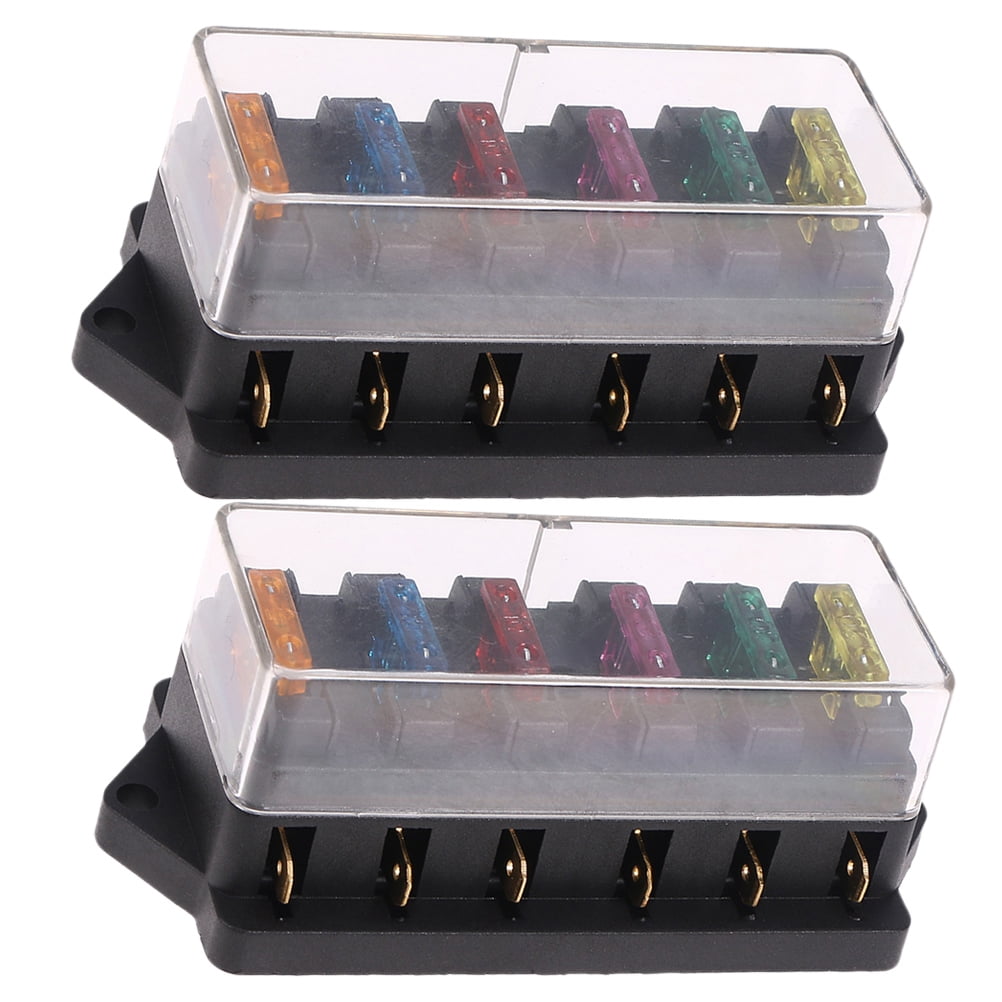 2Pcs Metal 6 Way Fuse Holder for Vehicle Maintenance Electrical Installation Car Fuse Accessory 4.3x2.0x1.7in