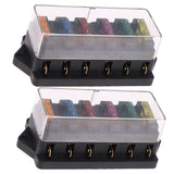 2Pcs Metal 6 Way Fuse Holder for Vehicle Maintenance Electrical Installation Car Fuse Accessory 4.3x2.0x1.7in
