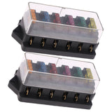 2Pcs Metal 6 Way Fuse Holder for Vehicle Maintenance Electrical Installation Car Fuse Accessory 4.3x2.0x1.7in - Side View